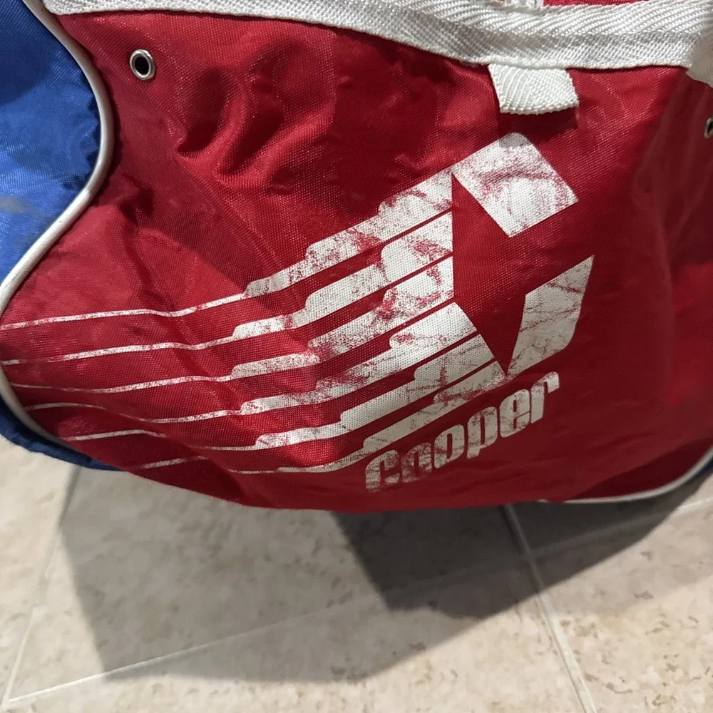 Vintage 1980's Large Cooper Hockey Gear Bag Red White & Blue Shoulder Vented